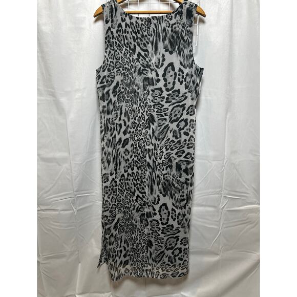 Chico's Gray Chiffon Animal Print Maxi Tank Dress 2 - Picture 4 of 7